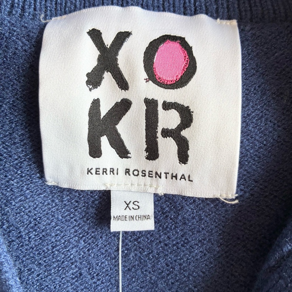 Kerri Rosenthal Womens Radiant Heart Polo Sweater Blue White Striped NWT Size XS - Picture 4 of 9